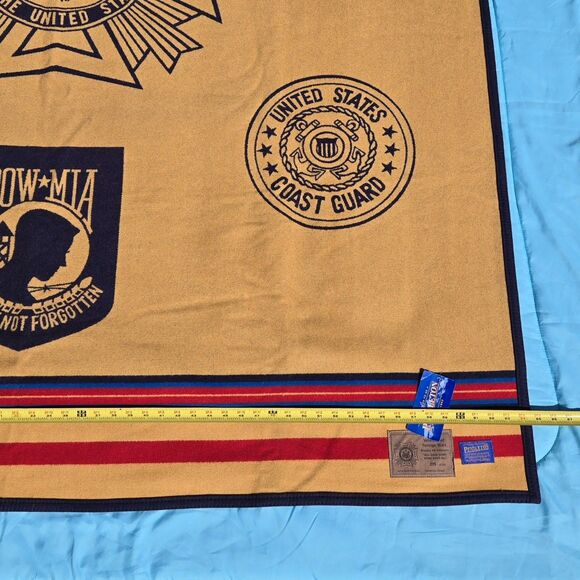 Pendleton Limited Edition Veterans of Foreign Wars Brown Blue Blanket NWT Throw - Picture 6 of 16